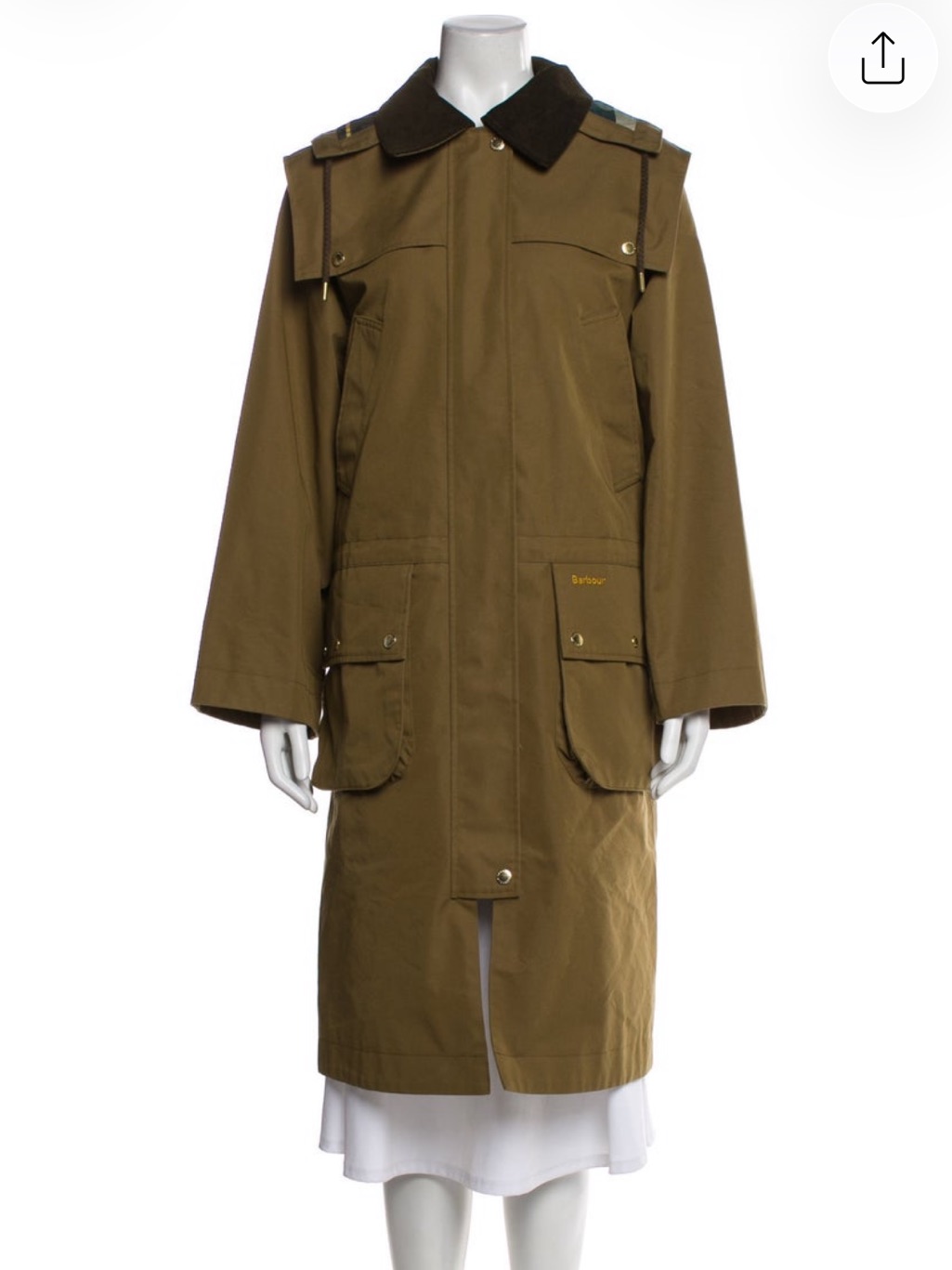 Barbour Olive Utility Trench Coat With Epaulettes